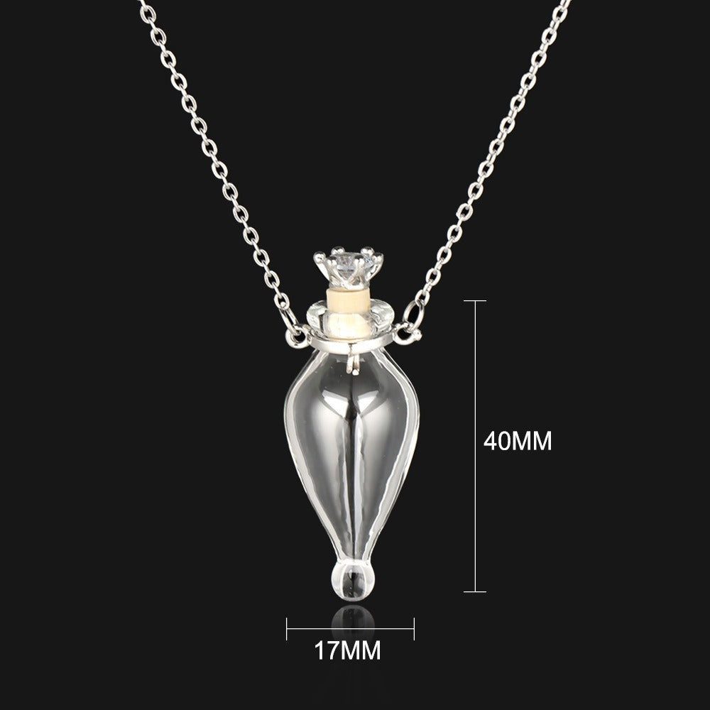 Transparent Heart-shaped Colored Glaze Perfume Essential Necklaces