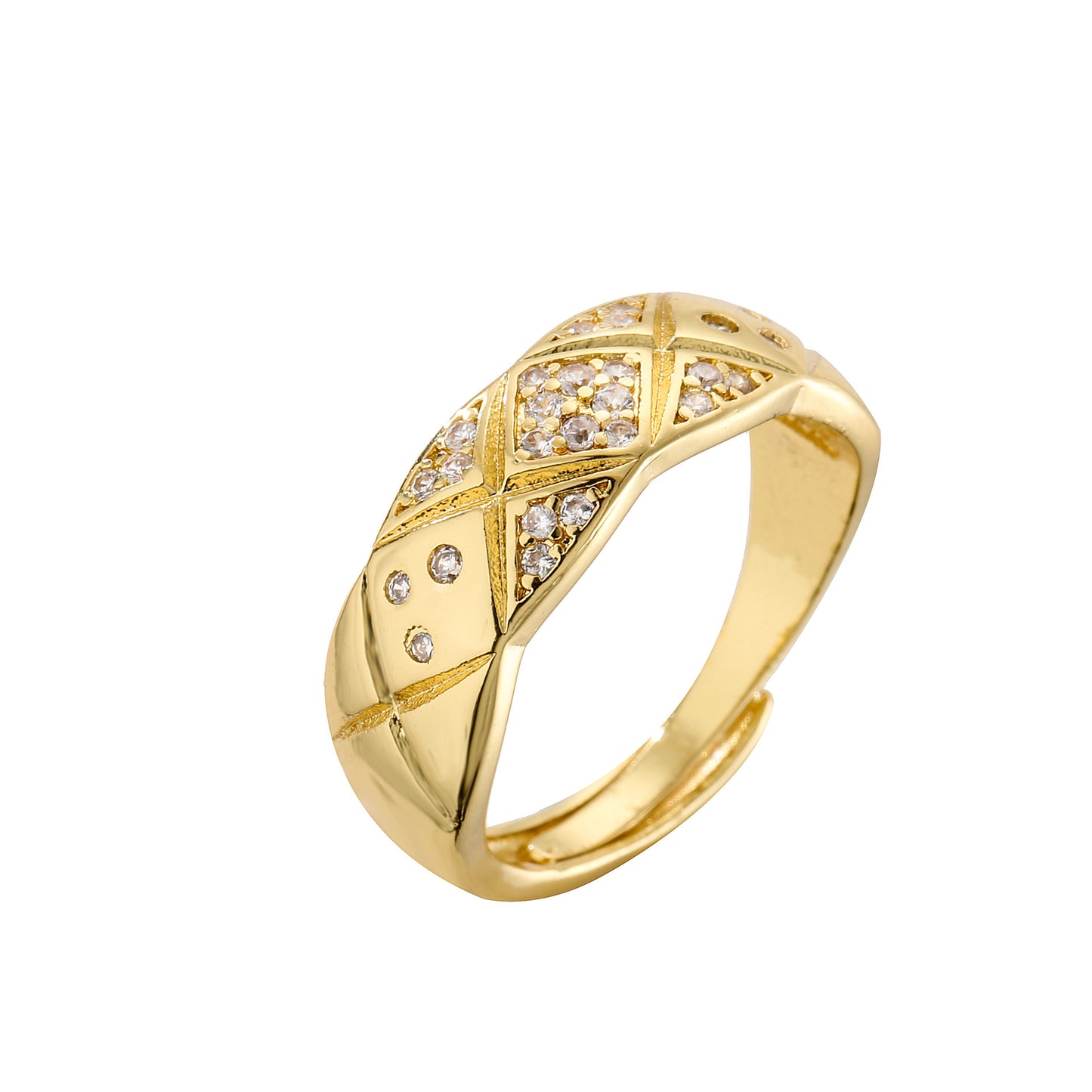 Style Diamond Plaid Zircon Pair For Rings