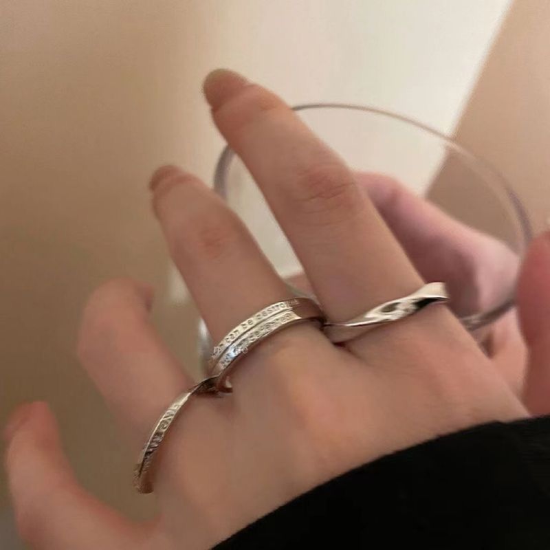 Sier Pigment Niche Bag Simple Temperamental Index Finger Ring