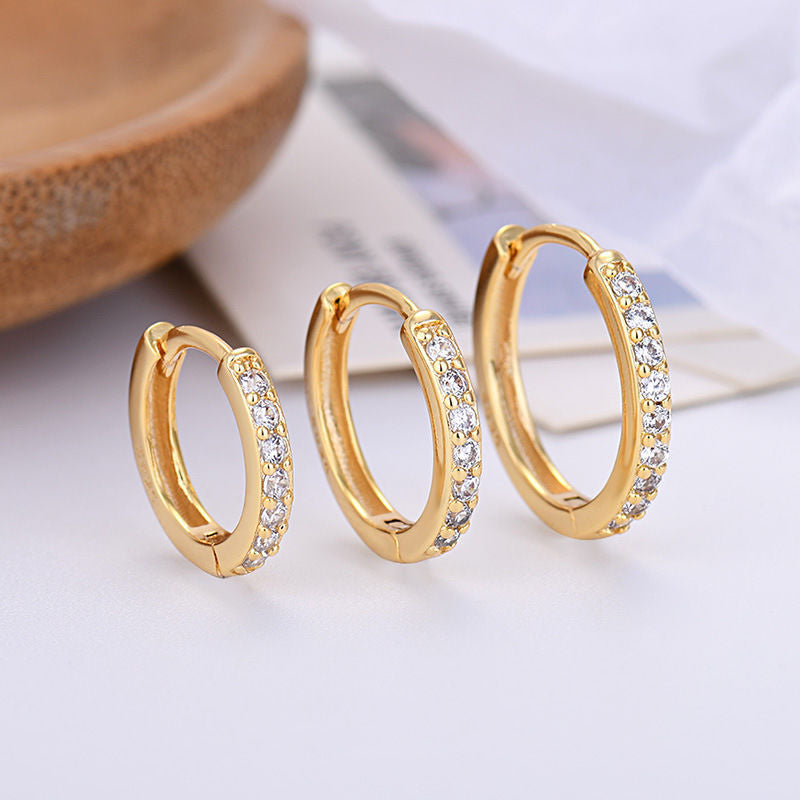 Women's Sier Ear Clip Zircon Pin Gold Rings