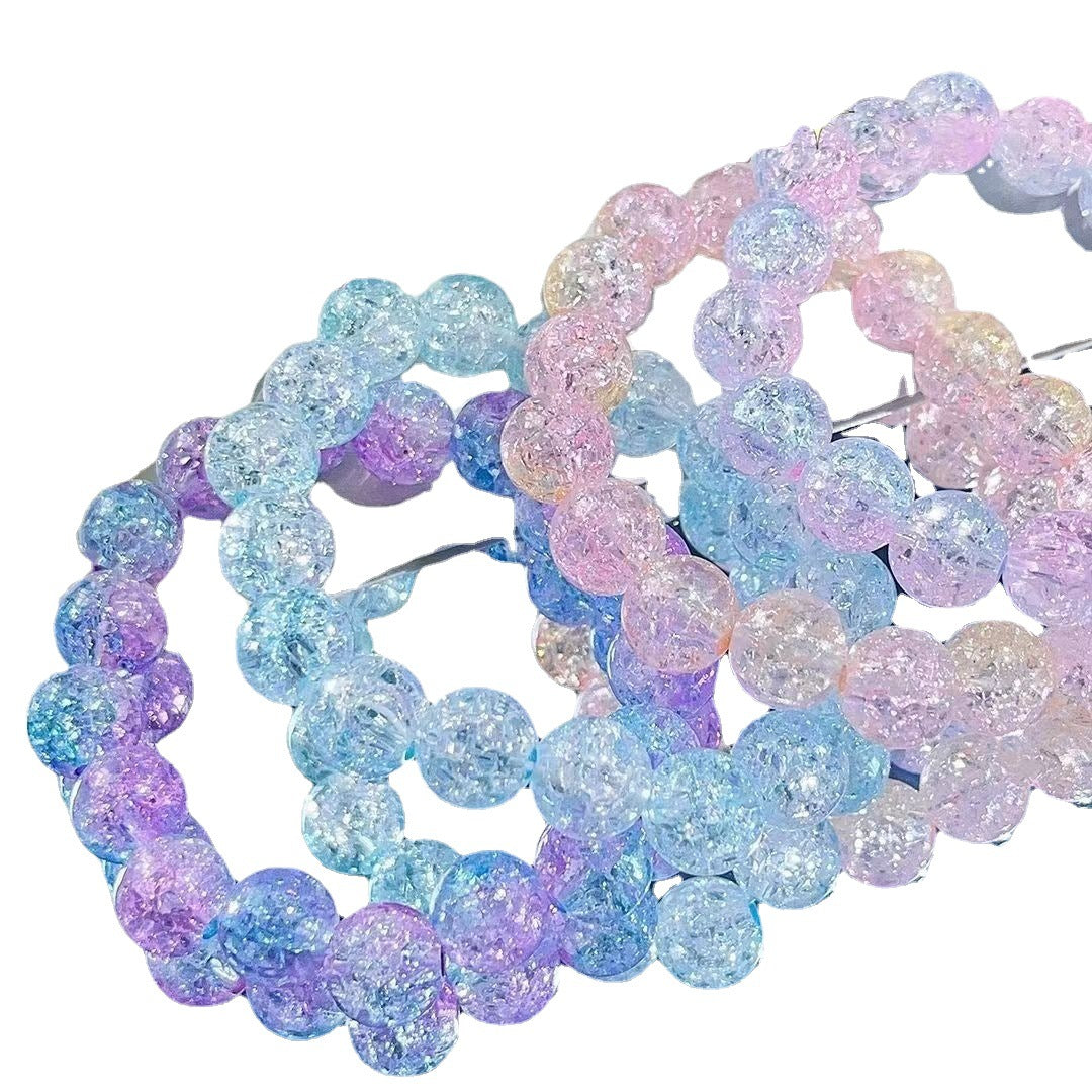 Bracelets en verre cristal dégradé de glace, perles craquelées, doux et mignons