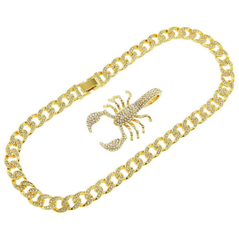 Hop Three-dimensional Full Diamond Scorpion Shape Necklaces