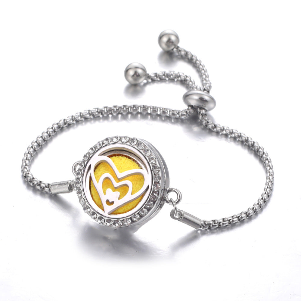 Steel Hollow Oil Lucky Tree Open Box Bracelet