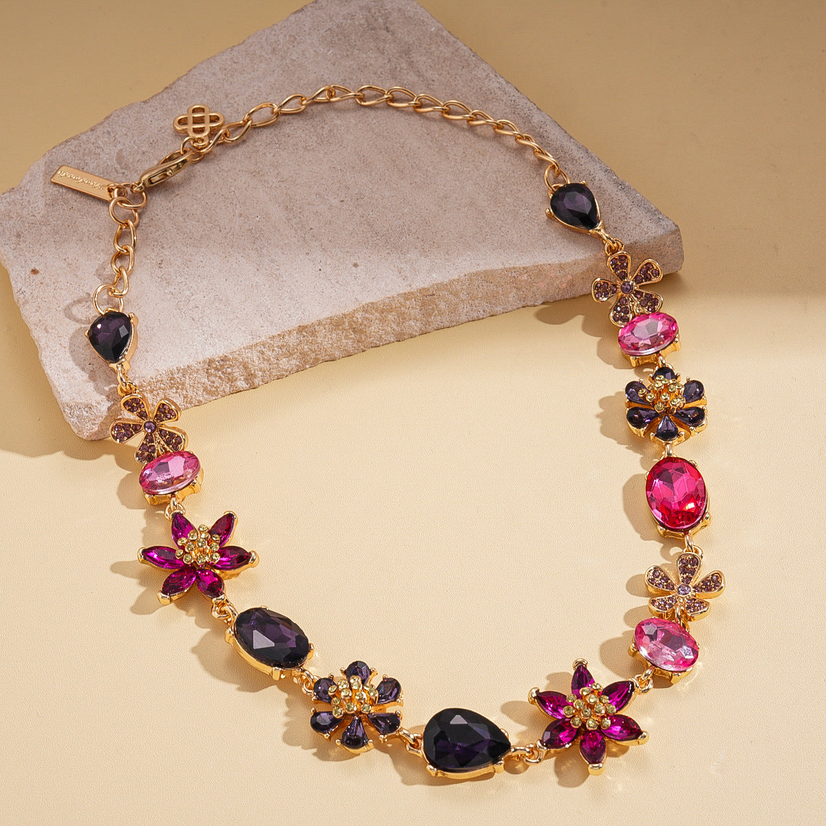 With Diamond Flower Ear Niche Design Clavicle Jewelry Set