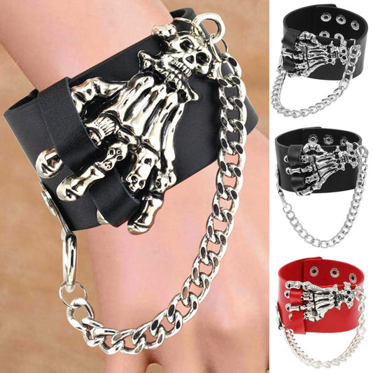 Men's Vintage Leather Skull Ghost Claw Domineering Bracelets