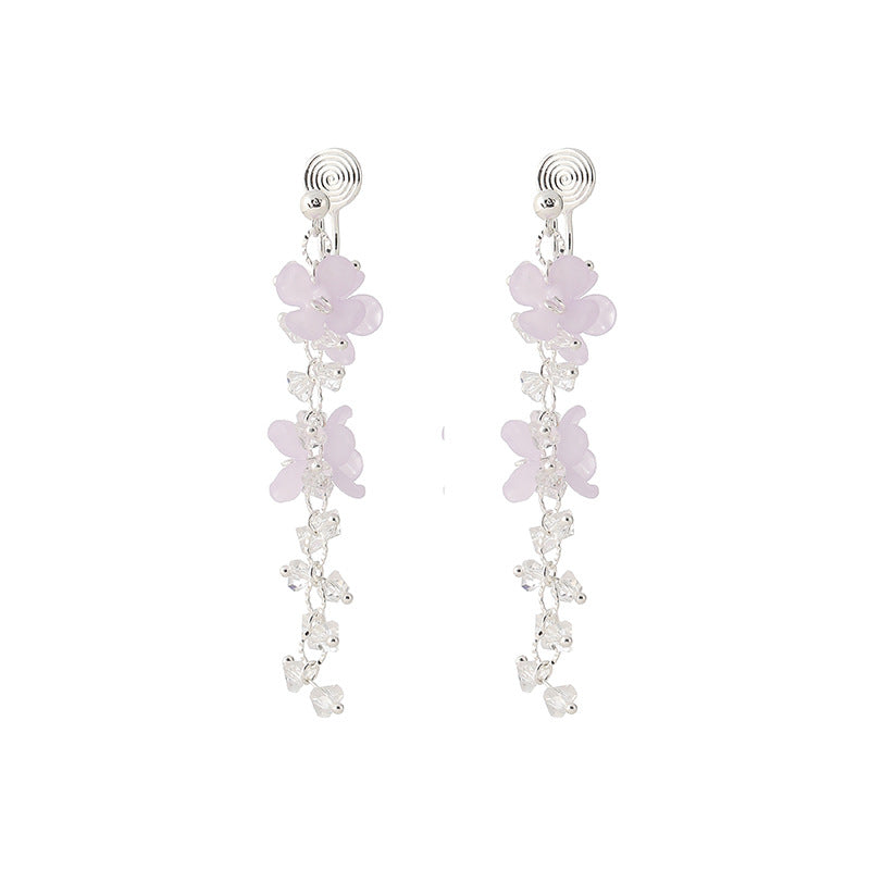 Women's Mosquito Coil Earless Long Tassel Sier Earrings