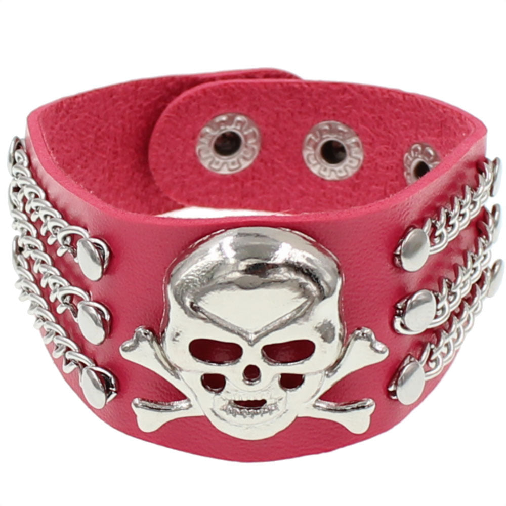 Protection Leather Fashion Punk Rivet Nightclub Domineering Ghost Skull Bracelet