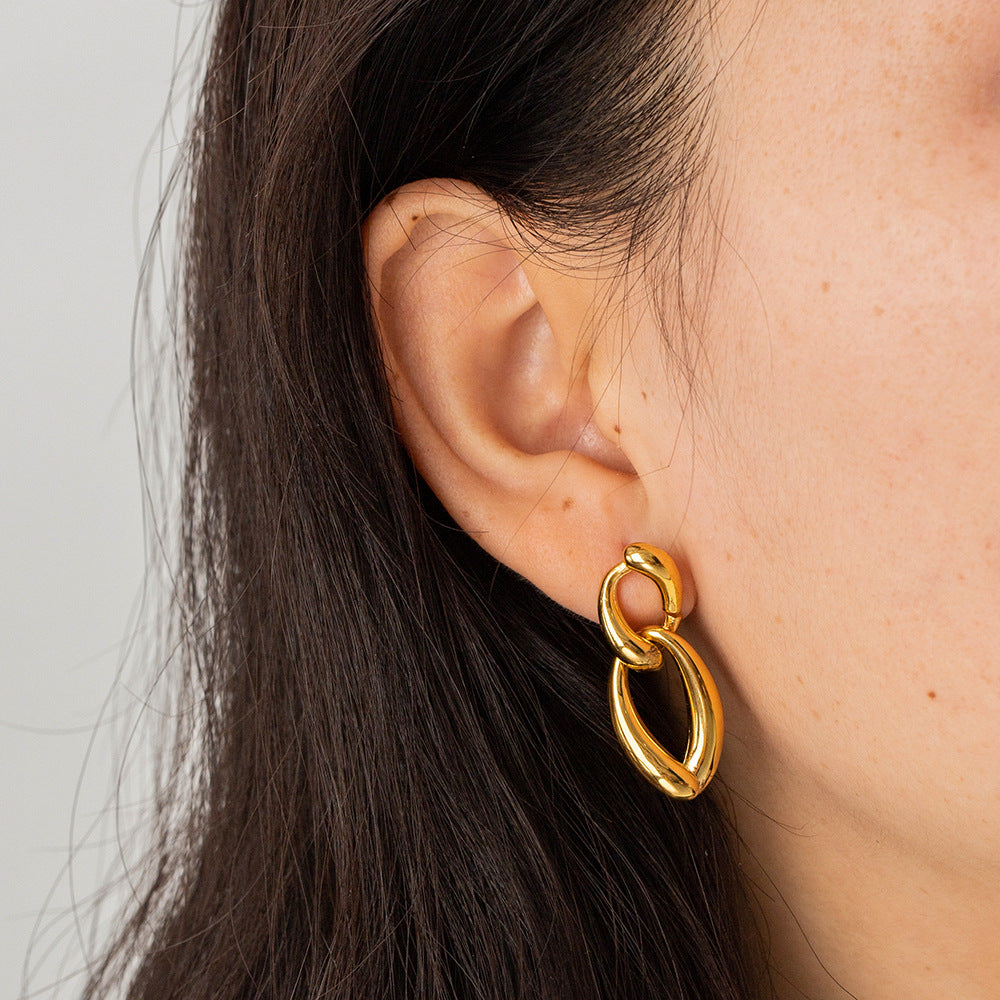 Gold-plated Stainless Irregular Chain Do Not Earrings