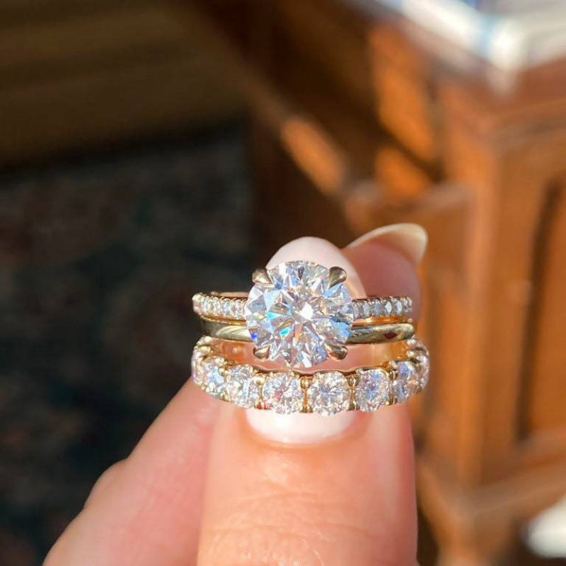Double Diamond Zircon Fashion Lady Trend Ring