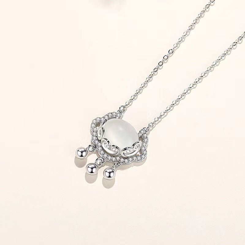 Women's Sier Gold Plated Auspicious Clouds Safety Lock Necklace