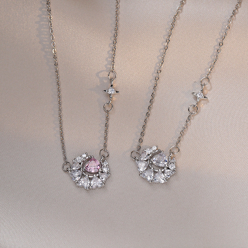 Luxury Minority Love Pink Diamond Star Ornament Necklaces