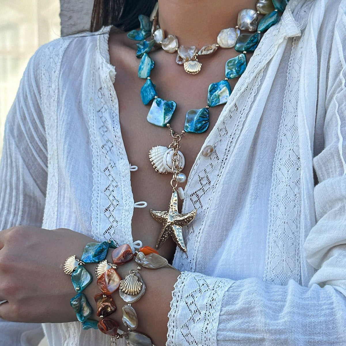 Ocean Wind Shell Patch Starfish Temperament Vacation Necklaces