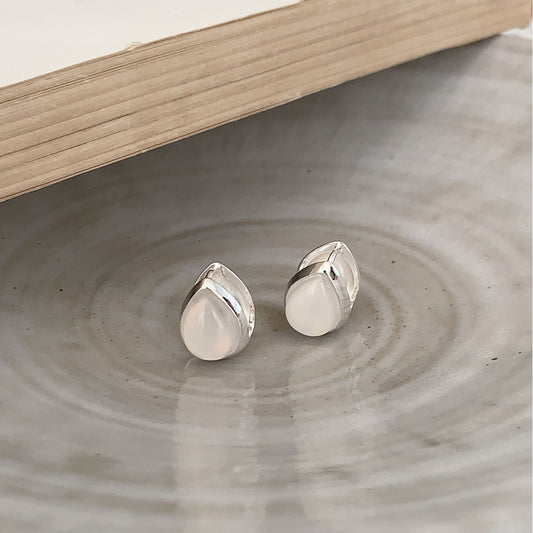 Drop Shape Transparent White Simple Temperamental Earrings