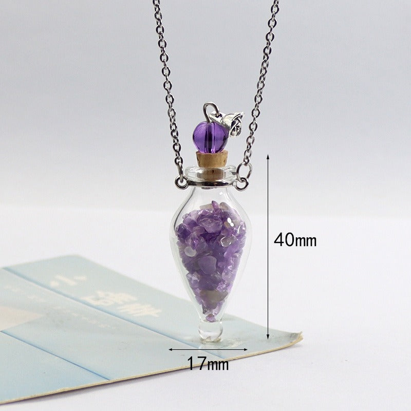 Transparent Heart-shaped Colored Glaze Perfume Essential Necklaces