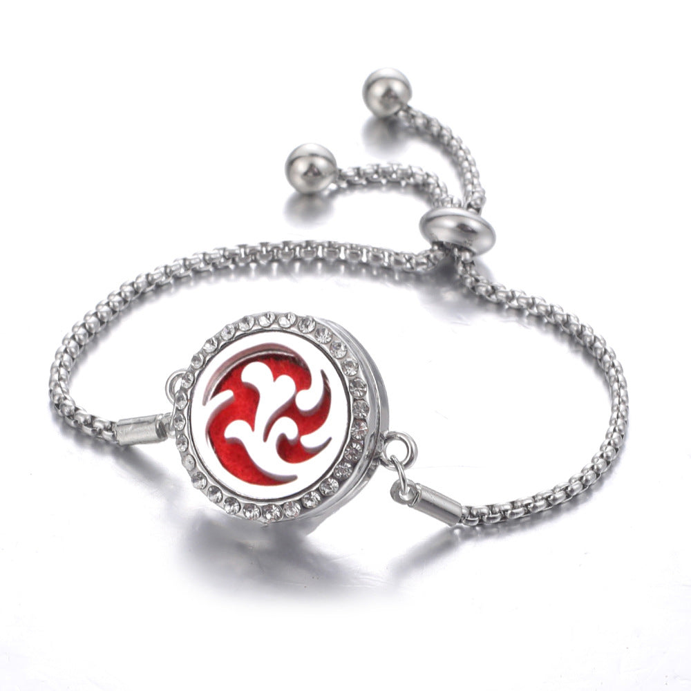 Steel Hollow Oil Lucky Tree Open Box Bracelet