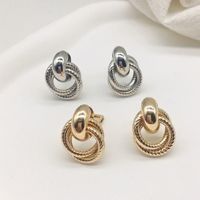 Geometric Staggered Circle Clips Elegant Metal Frosty Style High-grade Ear Clip