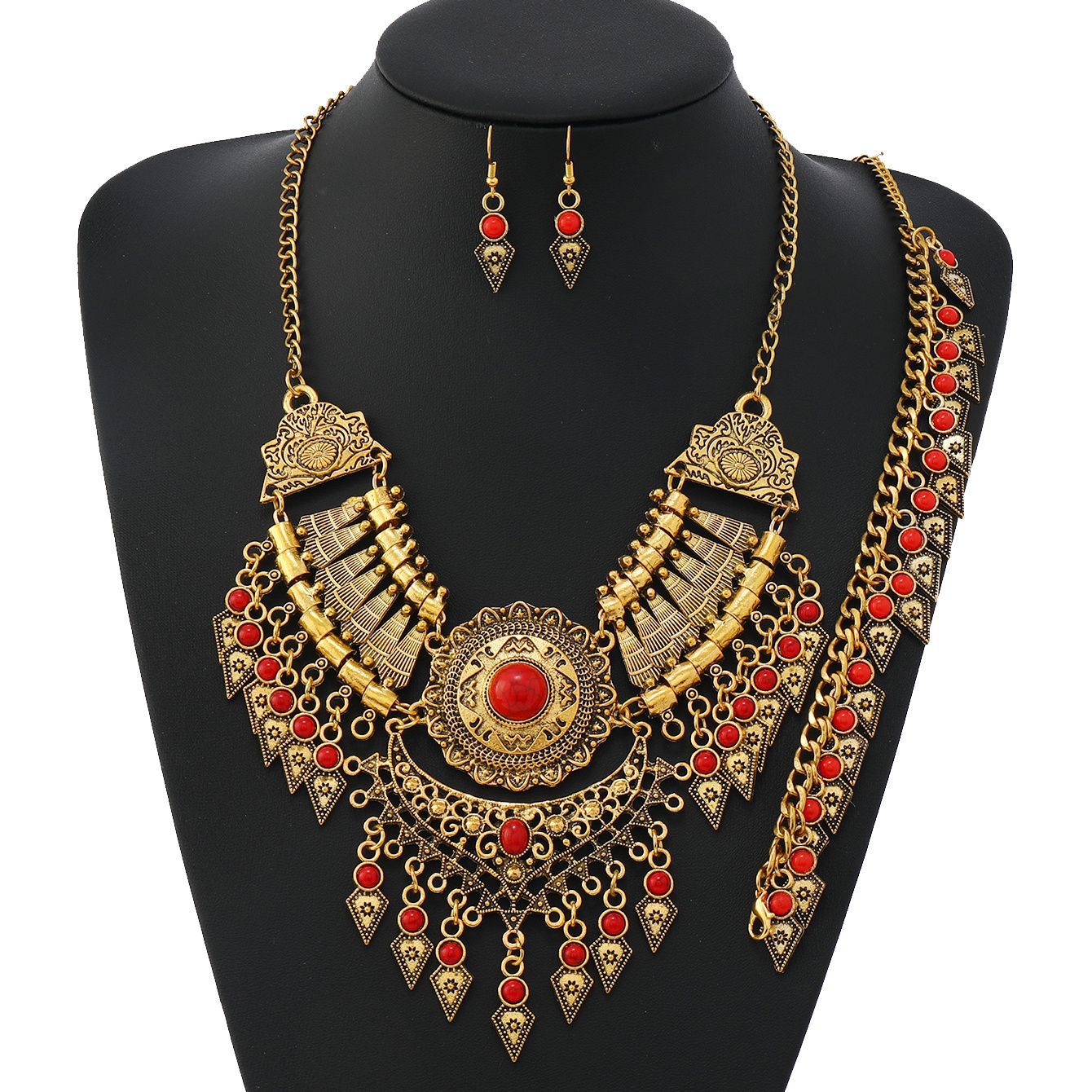 Ethnic Style Vintage Tassel Sweater Chain Jewelry Set