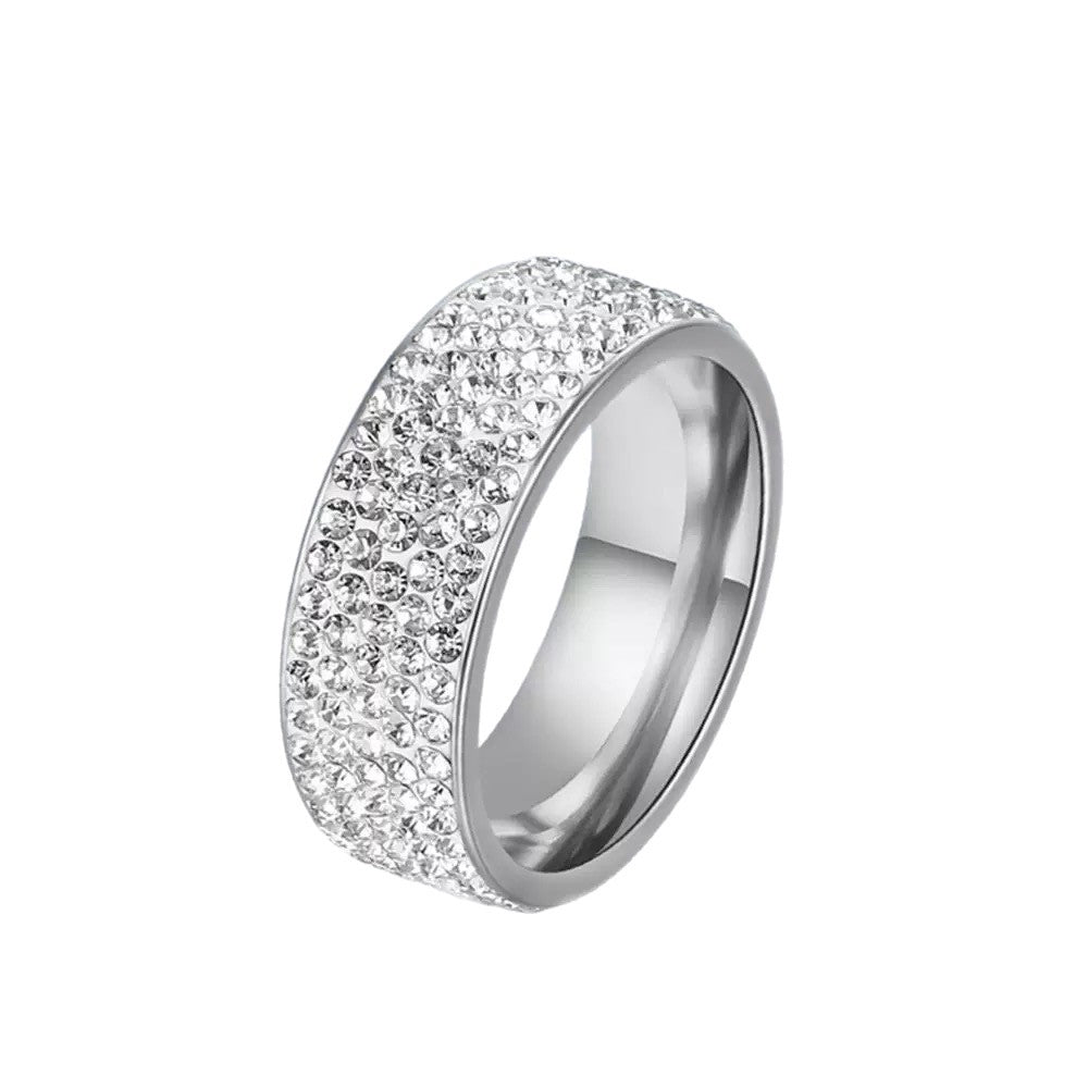Half Diamond Starry Sky Light Luxury Simple Titanium Rings