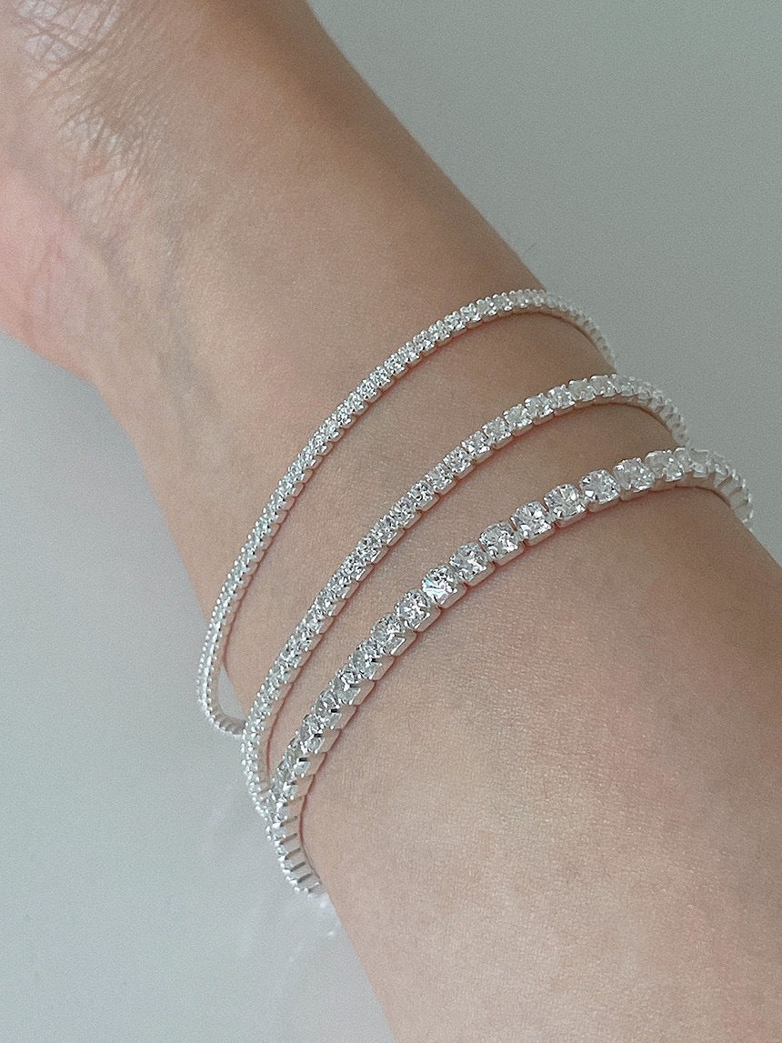 Sterling Sier Diamond Inlaid Zircon Simple Claw Bracelets