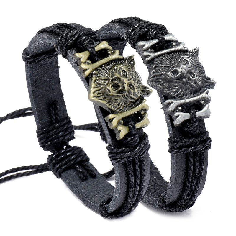 Verzierte Vintage-Armbänder aus geflochtenem Leder