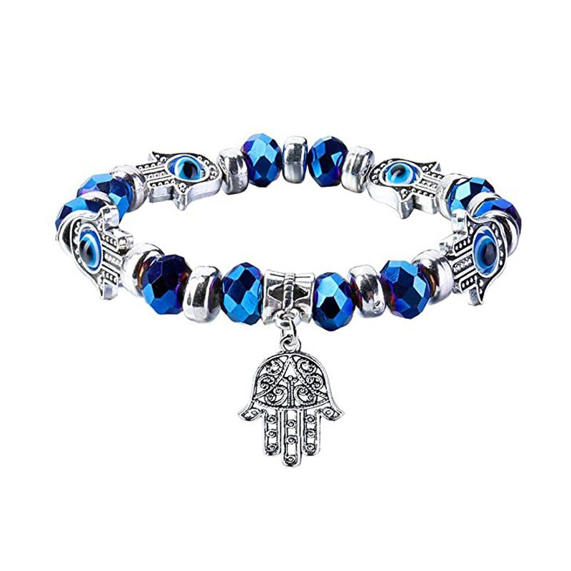 Blue Devil's Eye Resin Colored Glaze Ball Fatima Bracelet