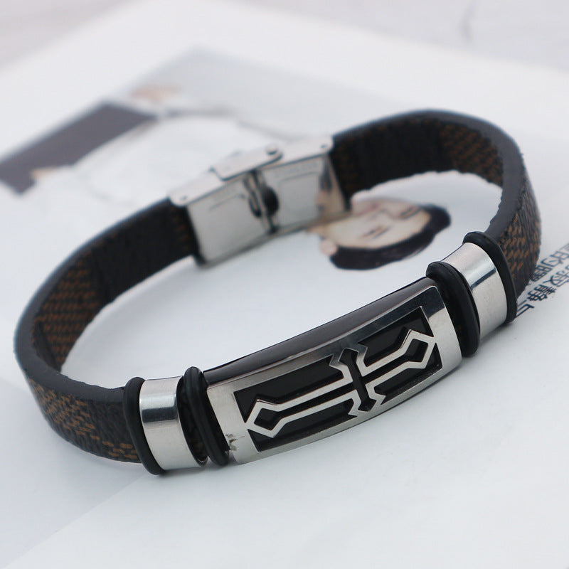 Titanium Steel Ornament Cross Versatile Vintage Leather Bracelets