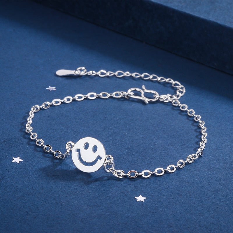 Small Sier Korean Female Bell Cross Smiley Face Bracelets