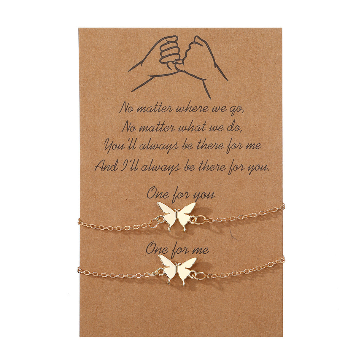 Gold And Sier Butterfly Card Couple Bracelets