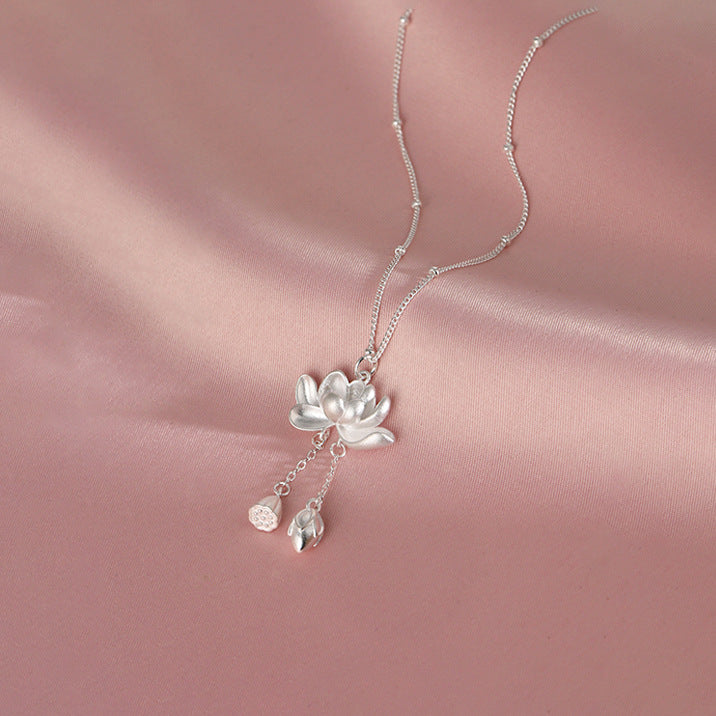 Lotus Tassel Female Chinese Style High Sense Light Luxury Minority Necklaces