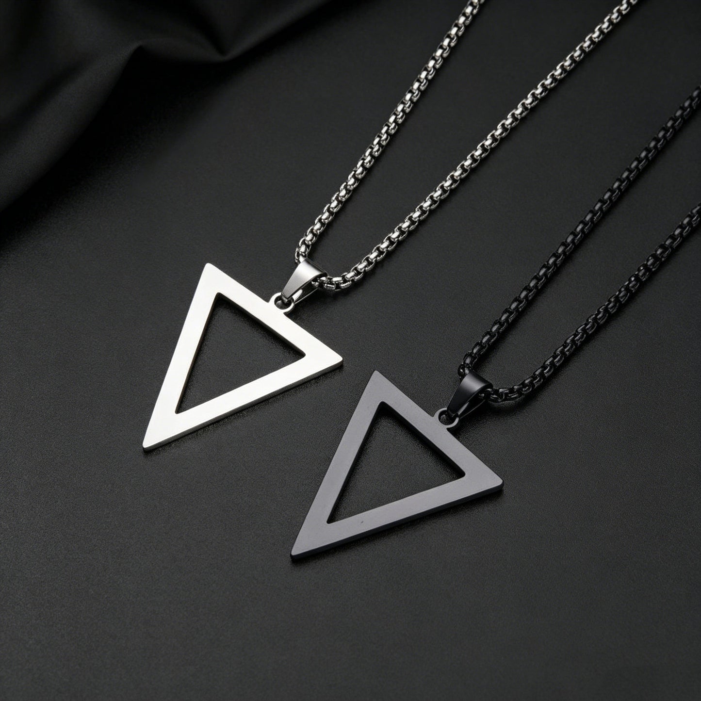 Men's Titanium Steel Black Triangle Stainless Geometric Necklace