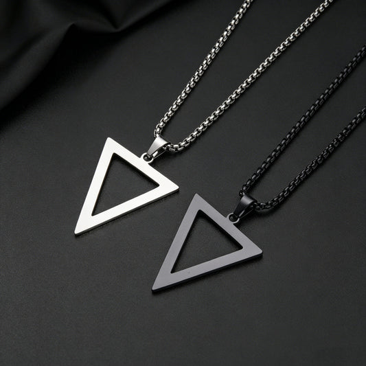 Men's Titanium Steel Black Triangle Stainless Geometric Necklace