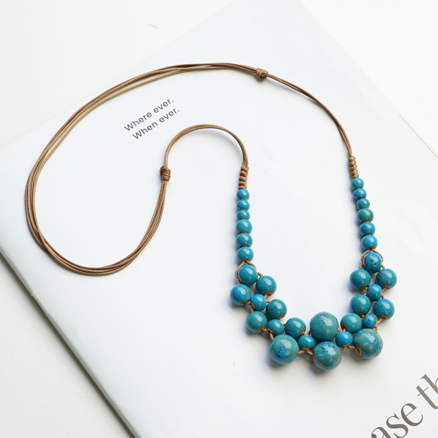 Peace Fu National Fashion Vintage Ceramic Female Longevity Necklaces