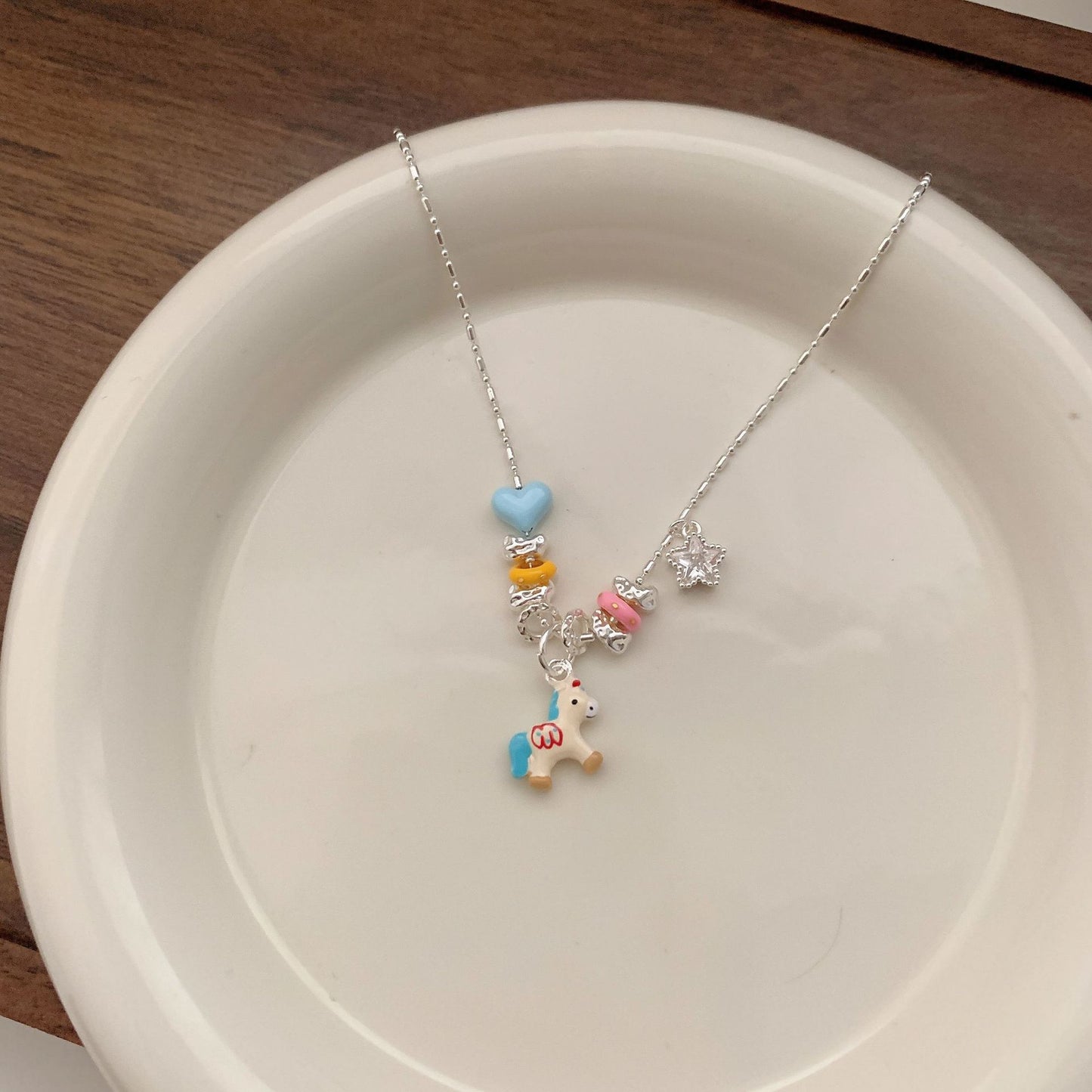 Children's Dopamine Colored Drip Glaze Pony Female Sweet Exquisite Cute Clavicle Necklace