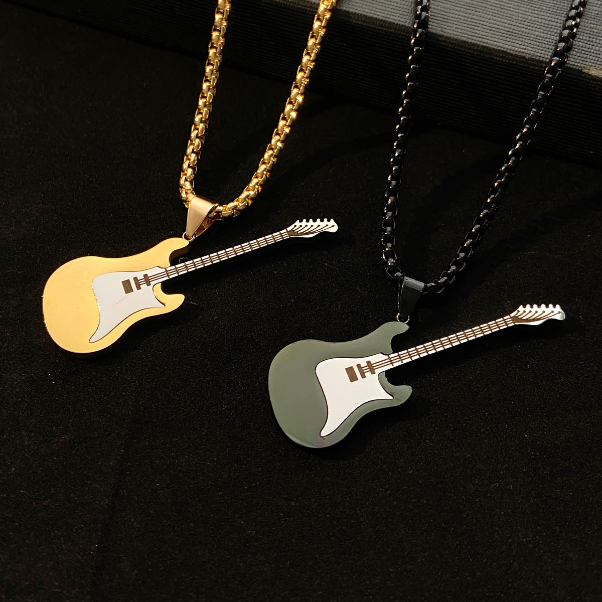 Women's & Men's Steel Guitar Punk Hip Hop Creative Design Electric Sweater Chain Jewelry Set