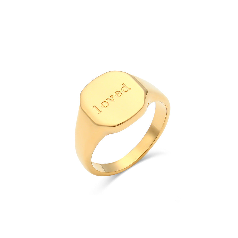 Women's Letters Special Interest Light Luxury Fashion Ring