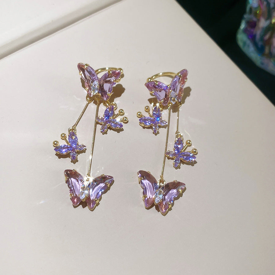 Super Fairy Zircon Butterfly Elegant Cold Feeling Light Luxury Ear Clip