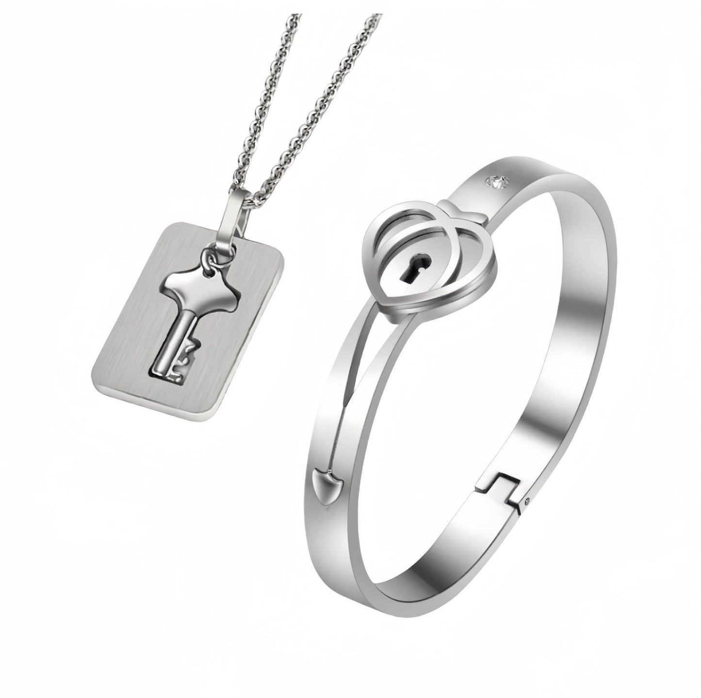 Hot Style Couple Heart Lock Fashion Titanium Bracelets