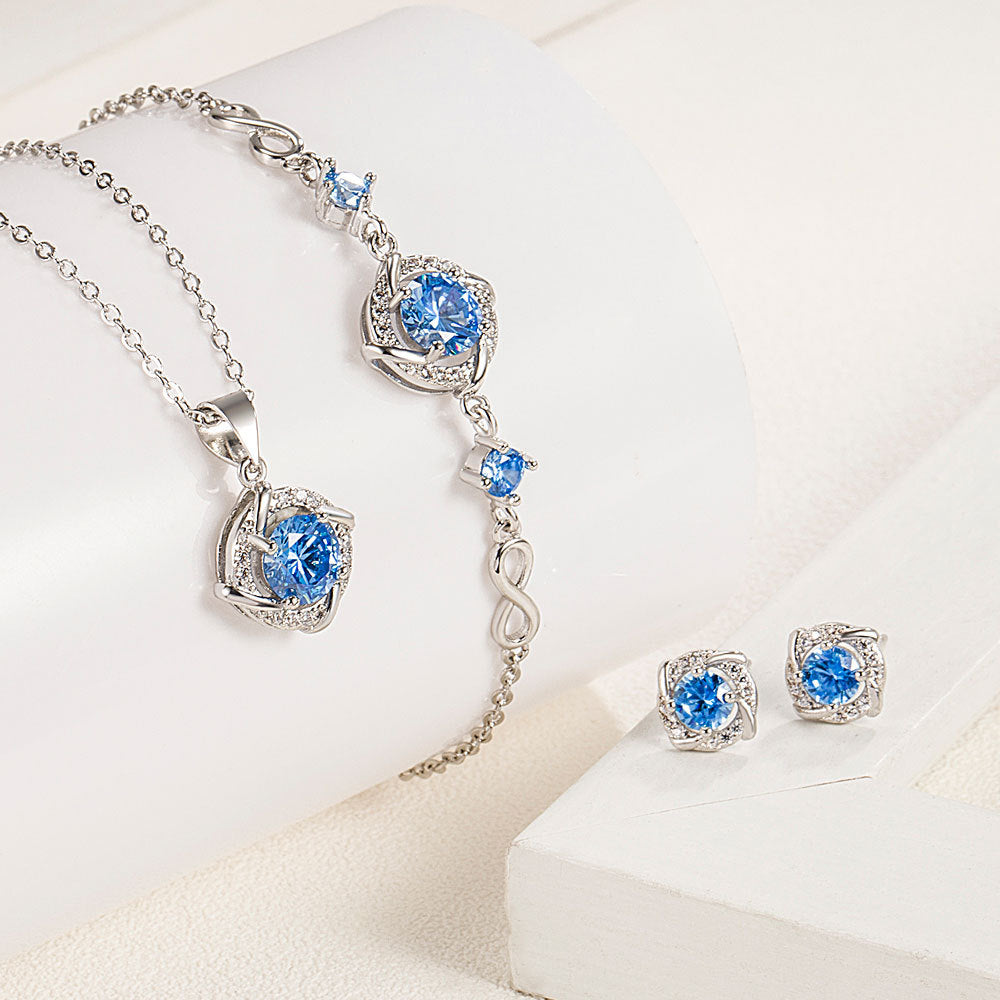 Women's Four-leaf Clover Ear Diamond Windmill Rotating Jewelry Set