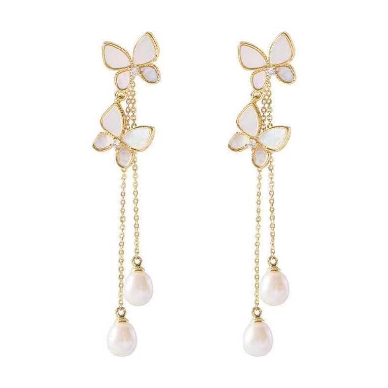 Sier Needle Butterfly Affordable Luxury Fashion Earrings