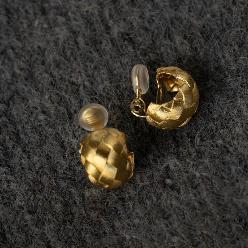 French Retro Hand-woven Brushed Texture High-grade Golden Rings