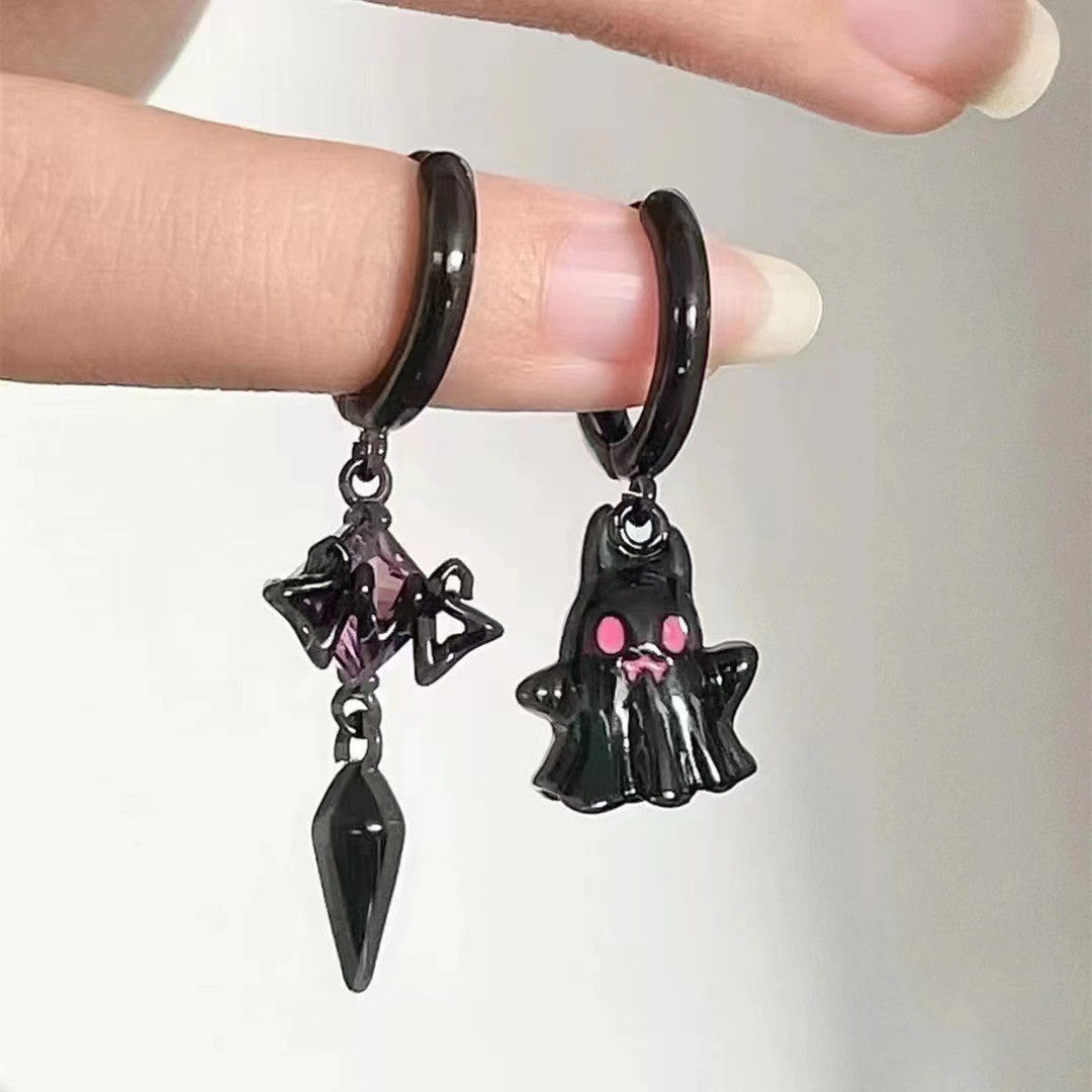 Boucles d'oreilles asymétriques Little Ghost pour femme, Style froid, Halloween