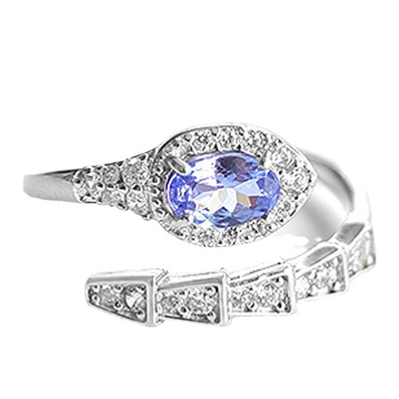 Erschwingliche Ringe mit simulierten Schlangen im Luxusstil mit roten und blauen Diamanten