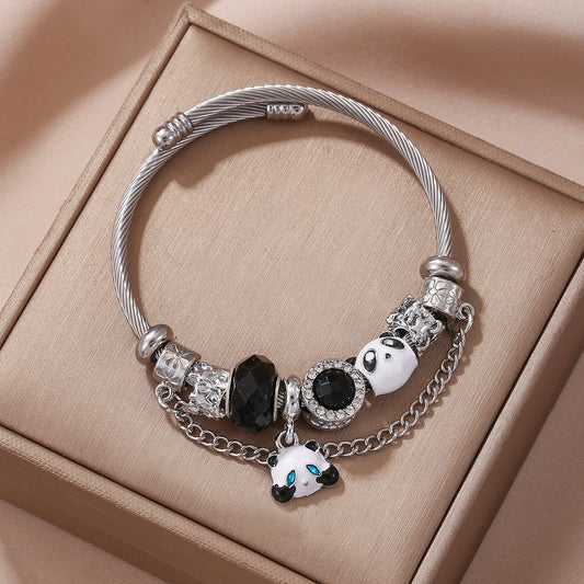 Stainless Steel Dark Panda Brothers Couple Bracelet