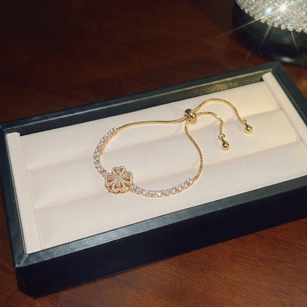 Rotating Degree Rotation Heart-shaped Zircon Clavicle Rings