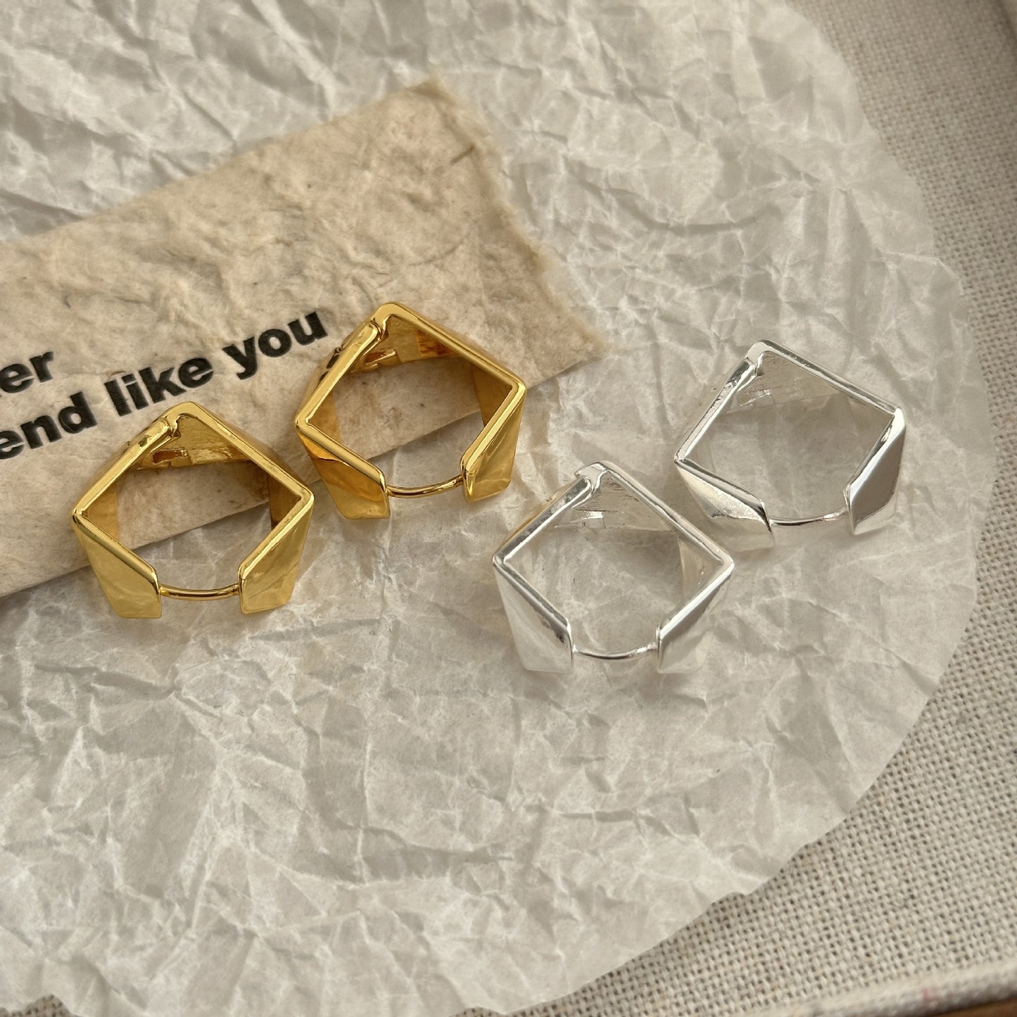 Temperamental Polygon Prism Geometric Irregular Fashion Design Clip Cold Style Rings