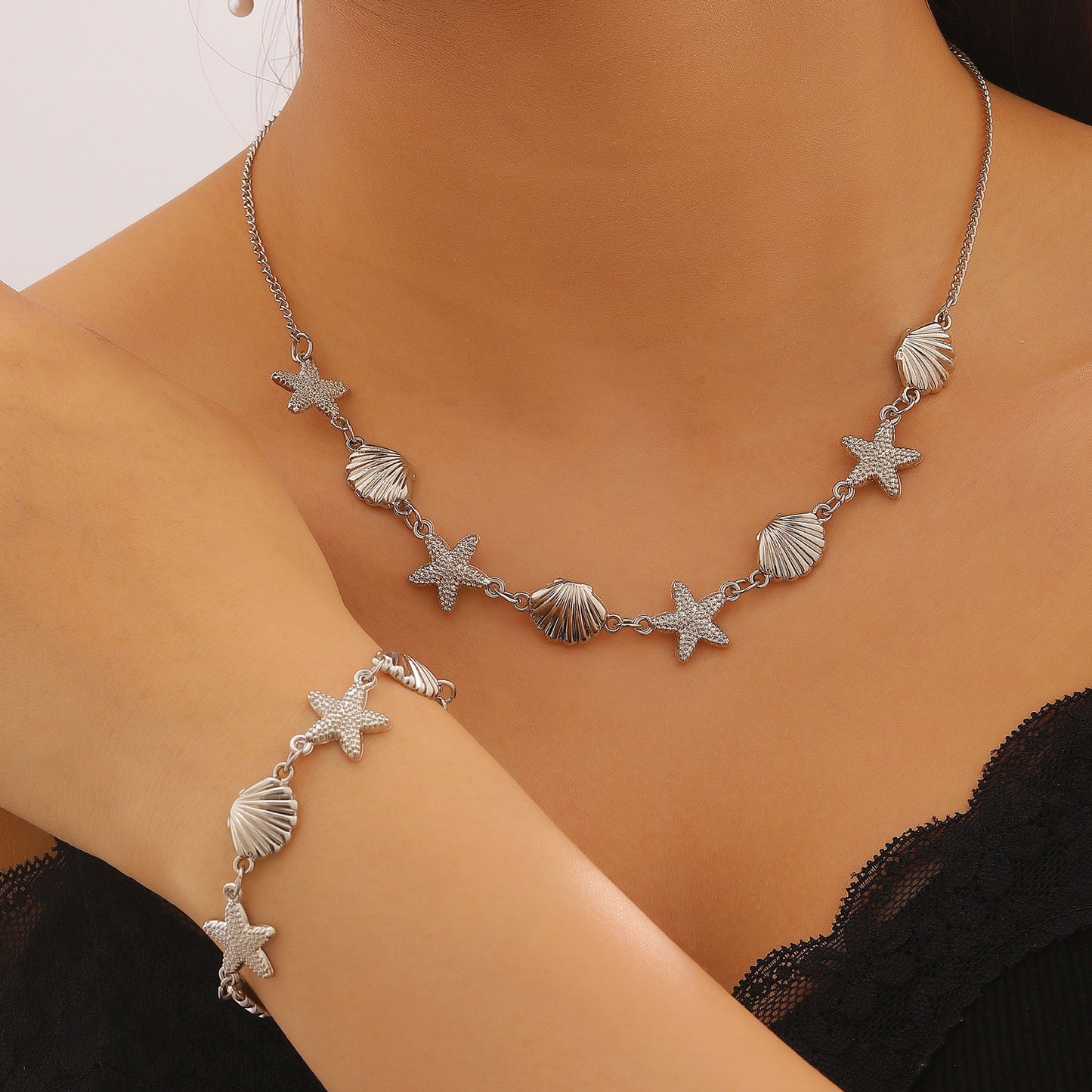 Women's Ocean Style Shell Starfish Waist Chain For Jewelry Set