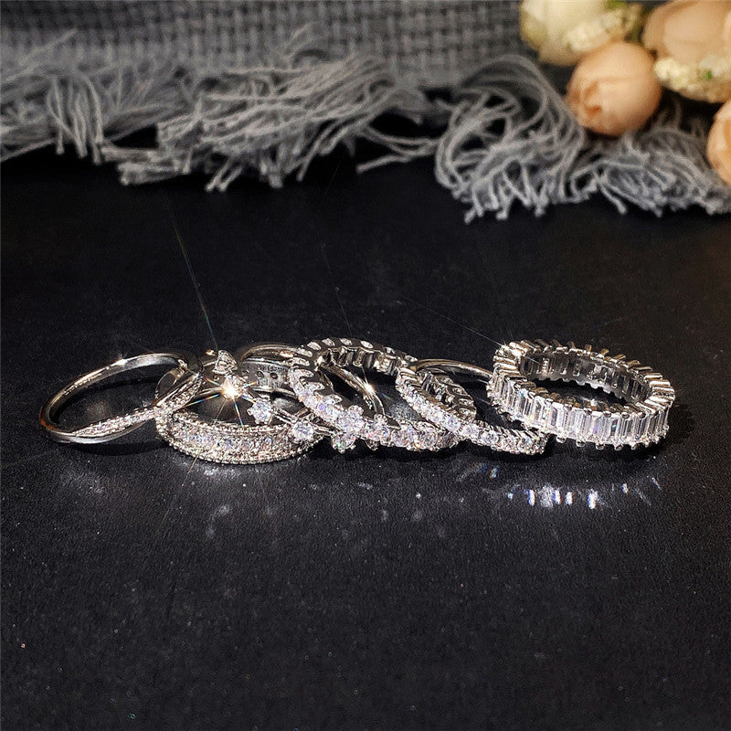 Women's Light Luxury Full Circle Over Inlaid Zircon Ring