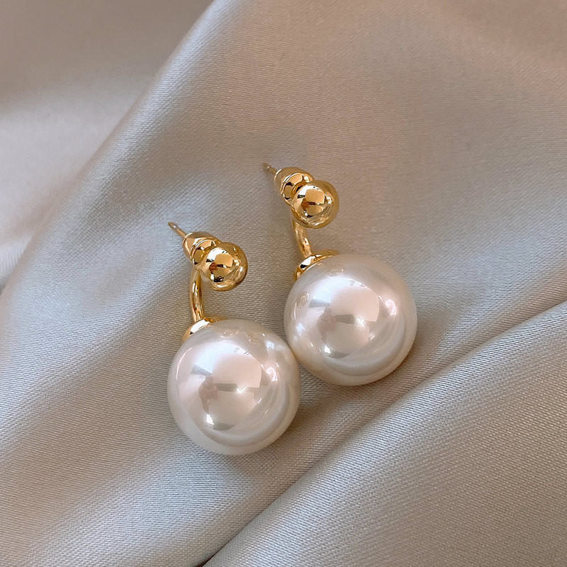 Women's Sier Needle Design French Pearl Vintage Rings