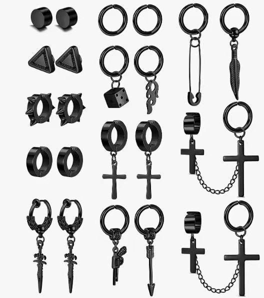Pattern Sword Tassel Clipped Button Cross Magnet Clips Ear Clip