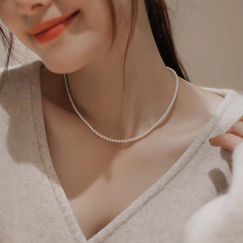 Sier Lock Pearl Female Minority Clavicle Necklaces